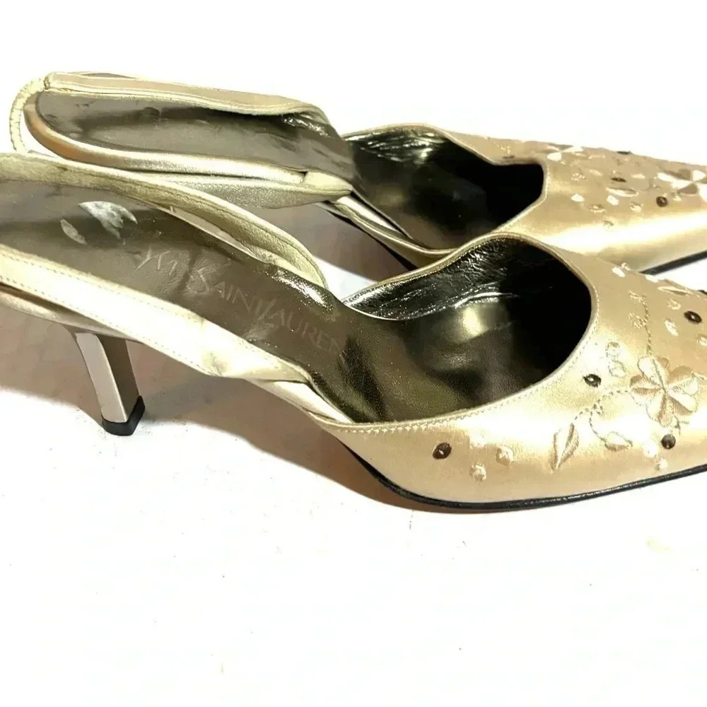 Yves Saint Laurent silver heels shoes size 5.5M - Picture 4 of 10